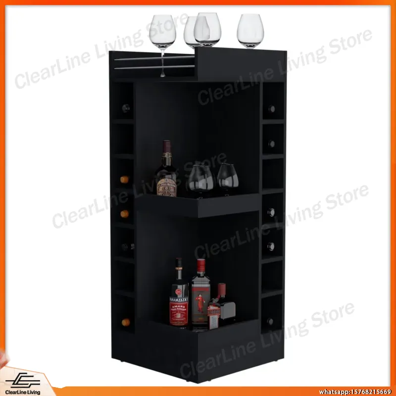 Wine Beer Rum - Armário de Canto Preto com Adega