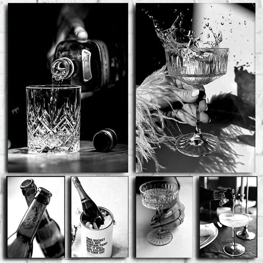 Whisky Beer And Wine - Pôster de alta definição preto e