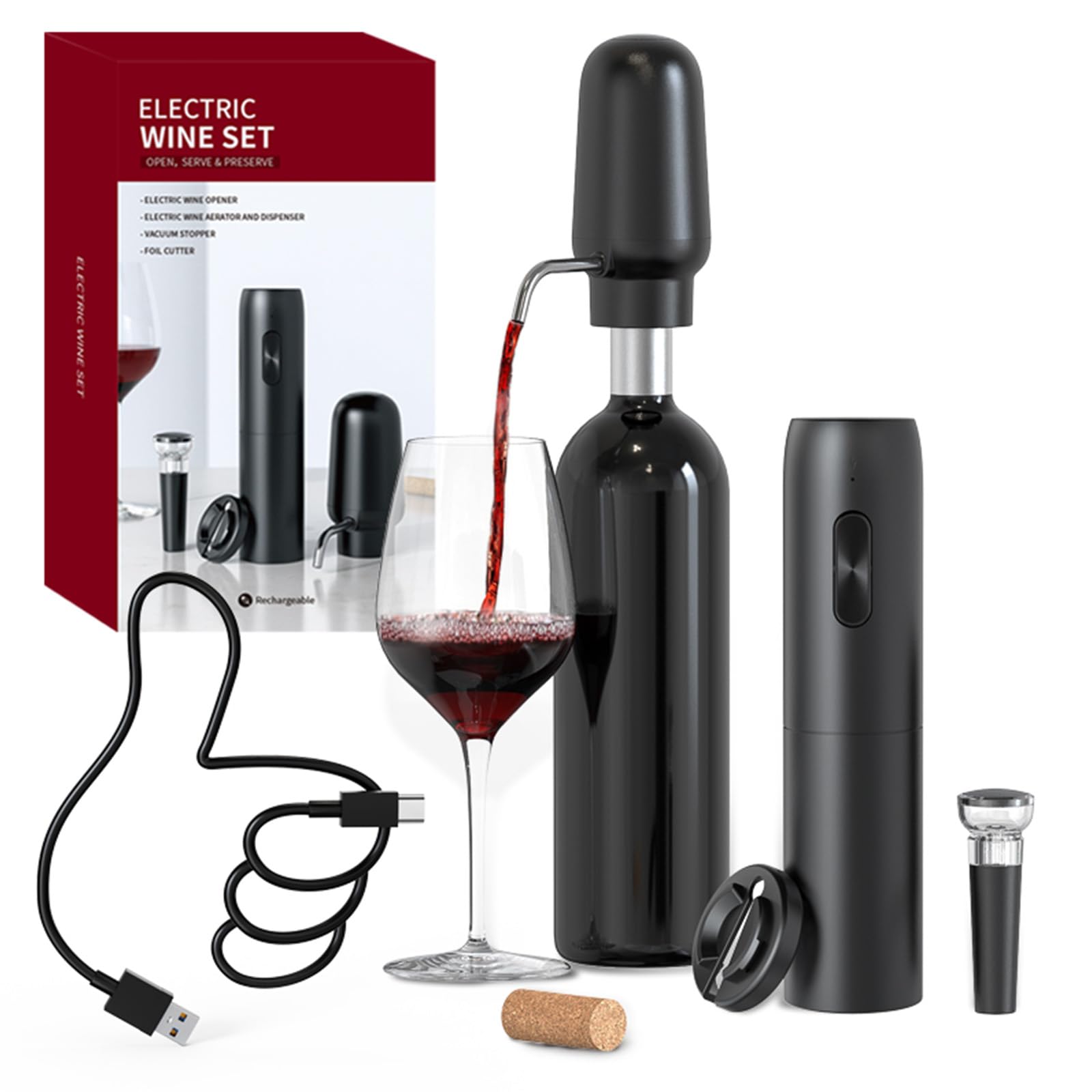 Decanter Aerator Set - Aerador de vinho elétrico inteligente 4