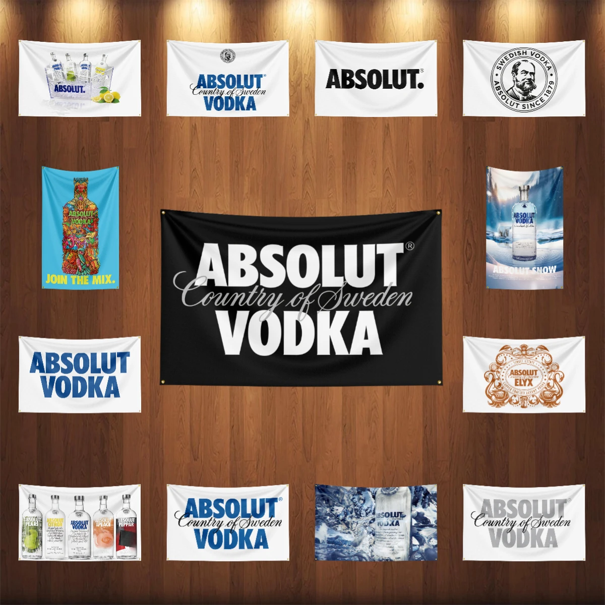 Wine Beer Rum - Bandeira de vodkas absoluta de 3x5