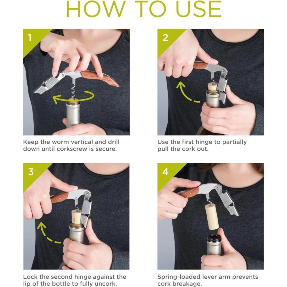 Sacaco-rolhas durável de aço i - Cork Screw Lever avaliação e preço