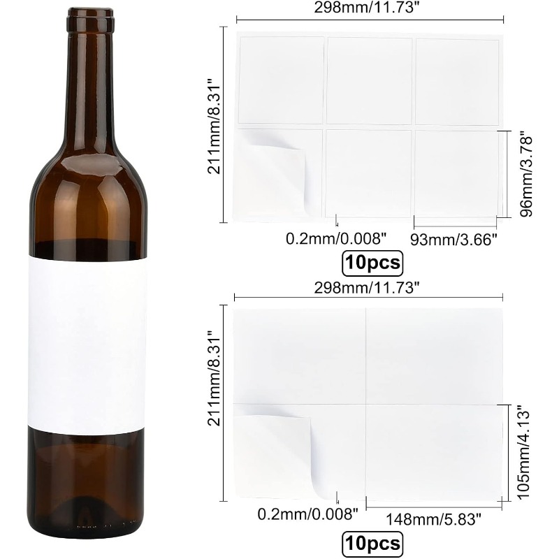 20 folhas/100 peças etiqueta d - Wine Bottle Size avaliação e preço
