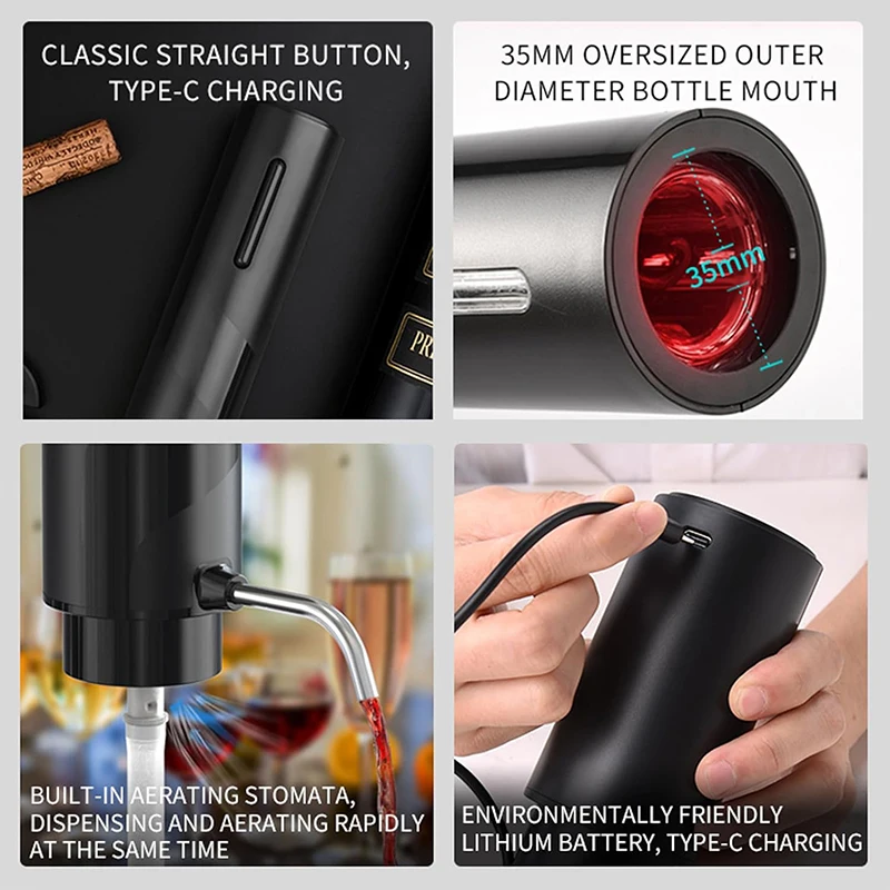 Conjunto de abridor de vinho e - Decanter Aerator Set avaliação e preço